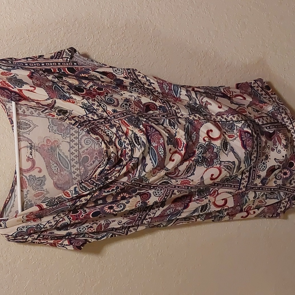 Simply Emma Printed Scoop Neck Short Sleeve Top Size 2X